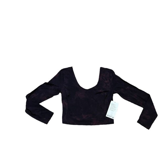lululemon Align Cropped Long Sleeve Shirt Diamond Dye Cassis Black Size 10 - Picture 1 of 5